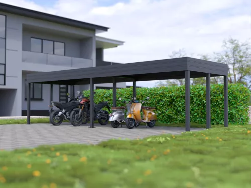 Motorrad Dreiercarport STUK