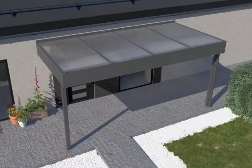 Eingangsüberdachung STUK nach Maß mit Polycarbonat-Stegplattendach