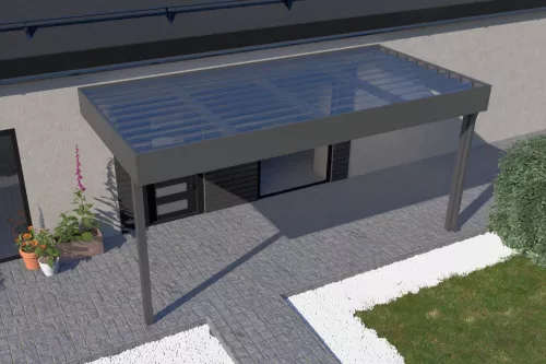 Eingangsüberdachung STUK nach Maß mit Polycarbonat-Trapezplattendach