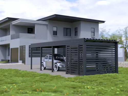 Einzelcarport STUK mit Abstellraum Fahrräder