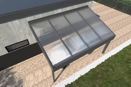 Pultdachcarport STUK nach Maß mit Polycarbonat-Stegplattendach