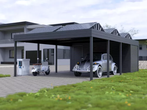 PV Carport STUK mit Stauraum