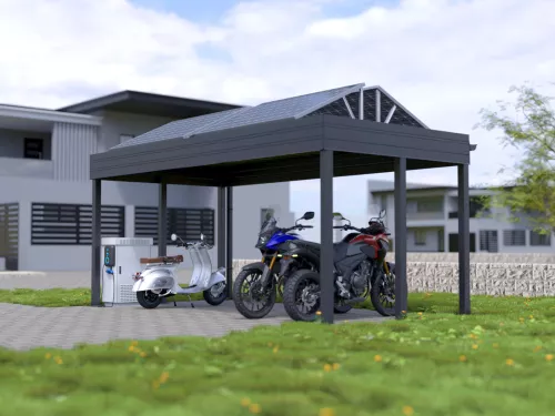 Motorrad PV Carport STUK