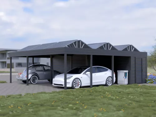 PV Carport STUK mit Abstellraum