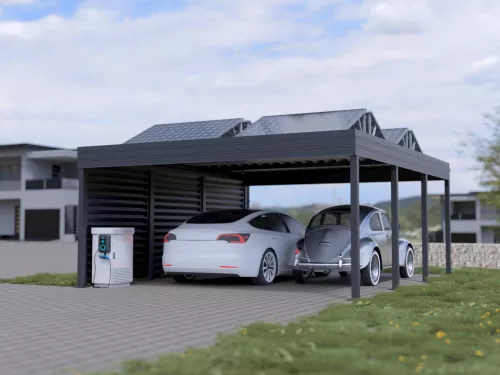 PV Carport STUK mit Seitenwänden