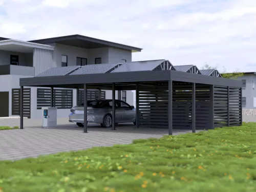 PV Carport STUK mit Müllbox