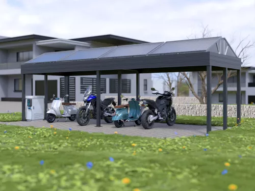 Motorrad PV Carport STUK