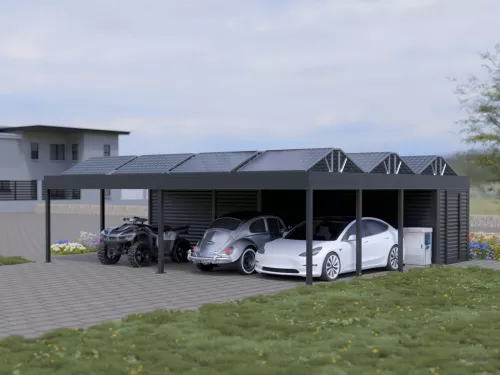 PV Carport STUK mit Abstellraum