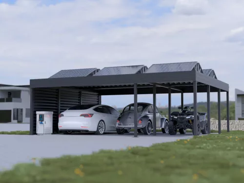 PV Carport STUK mit Seitenwänden