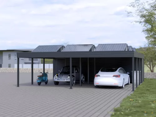 PV Carport STUK mit Stauraum
