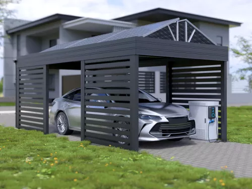 PV Carport STUK mit Sichtschutz