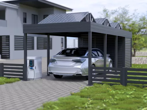 PV Carport STUK mit Stauraum
