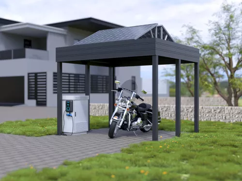 Motorrad PV Carport STUK