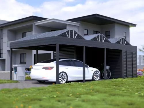 PV Carport STUK mit Abstellraum