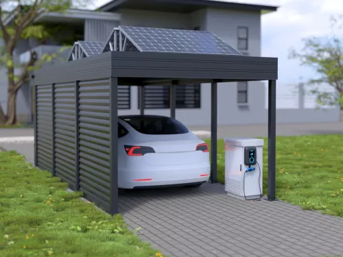 PV Carport STUK mit Seitenwänden